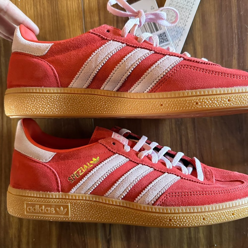 Adidas Handball Spezial Bright Red, Clear Pink & Gum Size UK 7/US 8.5